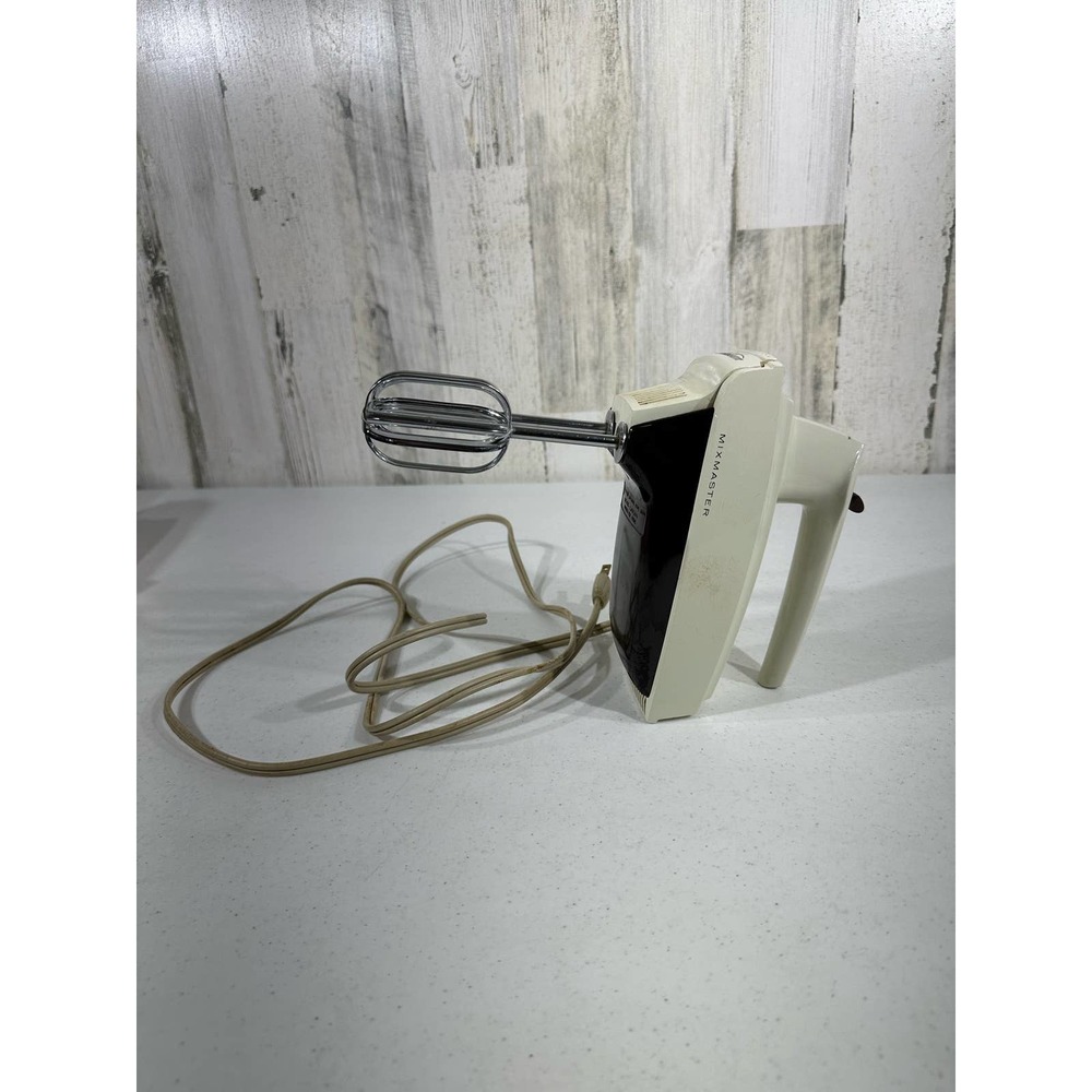 Vintage Sunbeam Mixmaster Hand Mixer 3 Speeds Beige Brown Tested Works